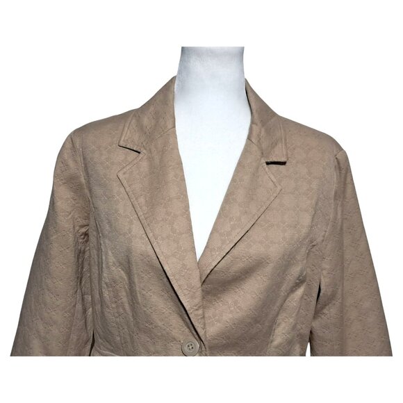 Vintage Merona Blazer Jacket Womens Size L Double Breasted NWT Tan 3/4 Sleeve - Picture 12 of 13